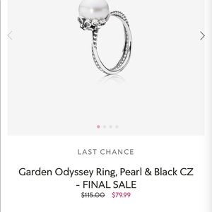 Pandora Pearl ring with flowers on side. New